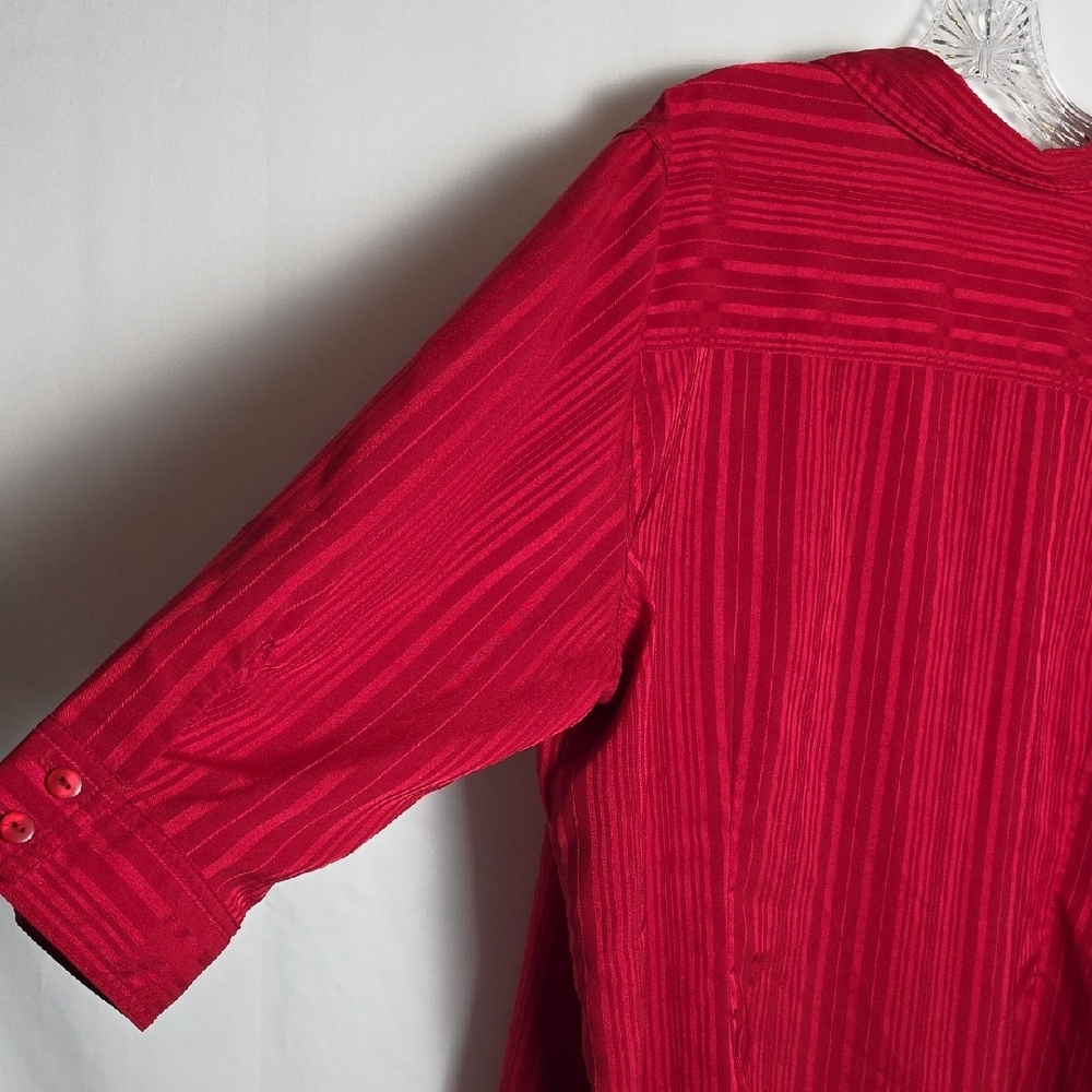 Apparenza Women's 2X Scarlet Stretch Blouse Button Down 3/4 Sleeves T18 - Picture 7 of 7